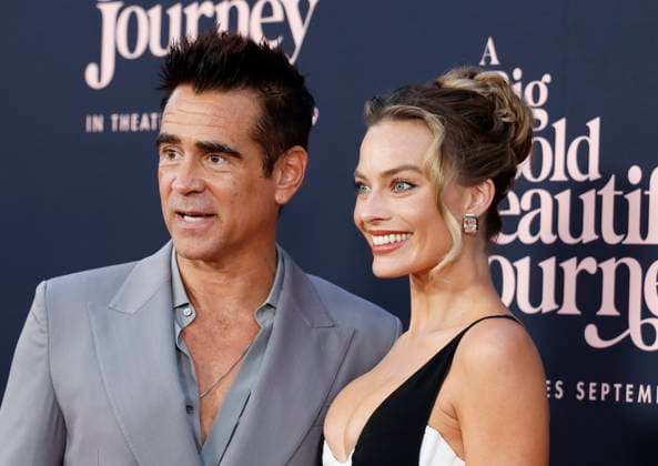 Colin Farrell and Margot Robbie arrive on the red carpet at the A Big Bold Beautiful Journey New York Premiere at AMC Lincoln Square Theater on Monday, September 15, 2025 in New York City  NYP20250915106 JOHNxANGELILLO