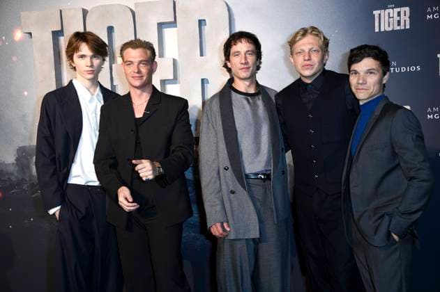 Yoran Leicher, David Schütter, Laurence Rupp, Leonard Kunz and Sebastian Urzendowsky at the premiere of the feature film The Tiger at the cinema In der KulturBrauerei Berlin, 15 09 2025 Foto:xN.xKubelkax xFuturexImagex tiger_5953