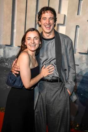 abb Paula Schramm and Laurence Rupp as guests on the red carpet at the world premiere of the Amazon film The Tiger at the cinema in the Kulturbrauerei, Berlin on 15 09 2025