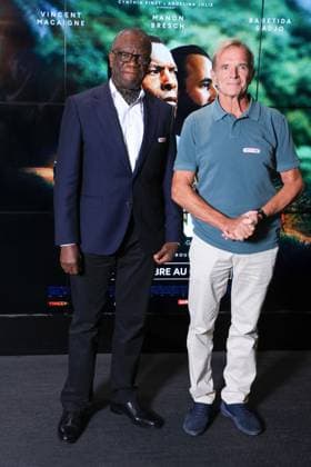 Muganga Premiere - Paris 2018 Nobel Peace Prize winner, Dr. Denis Mukwege and Guy Cadière attend the photocall for the premiere of Muganga held at the UGC Les Halles in Paris, France on September 16, 2025. Photo by David Boyer ABACAPRESS.COM Paris France  Copyright: xBoyerxDavid ABACAx
