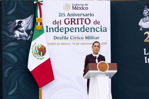September 16, 2025, Mexico City, Mexico: The military parade commemorating Mexico s Independence Day took place, led by President Claudia Sheinbaum Pardo, accompanied by the Secretary of the Navy, Raymundo Pedro Morales Angeles, and the Secretary of Defense, Ricardo Trevilla Trejo, among other officials..Approximately 16,000 members of the various federal armed forces participated in the event, marching from the Plaza de la Constitucio³n to the military camp Marte. Mexico City Mexico - ZUMAl178 20250916_znp_l178_002 Copyright: xCristianxLeyvax