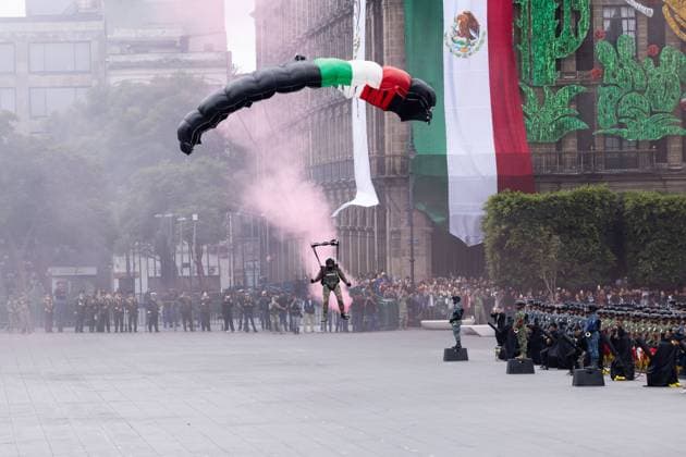 September 16, 2025, Mexico City, Mexico: The military parade commemorating Mexico s Independence Day took place, led by President Claudia Sheinbaum Pardo, accompanied by the Secretary of the Navy, Raymundo Pedro Morales Angeles, and the Secretary of Defense, Ricardo Trevilla Trejo, among other officials..Approximately 16,000 members of the various federal armed forces participated in the event, marching from the Plaza de la Constitucio³n to the military camp Marte. Mexico City Mexico - ZUMAl178 20250916_znp_l178_053 Copyright: xCristianxLeyvax