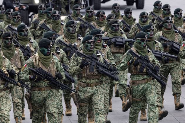 September 16, 2025, Mexico City, Mexico: The military parade commemorating Mexico s Independence Day took place, led by President Claudia Sheinbaum Pardo, accompanied by the Secretary of the Navy, Raymundo Pedro Morales Angeles, and the Secretary of Defense, Ricardo Trevilla Trejo, among other officials..Approximately 16,000 members of the various federal armed forces participated in the event, marching from the Plaza de la Constitucio³n to the military camp Marte. Mexico City Mexico - ZUMAl178 20250916_znp_l178_089 Copyright: xCristianxLeyvax