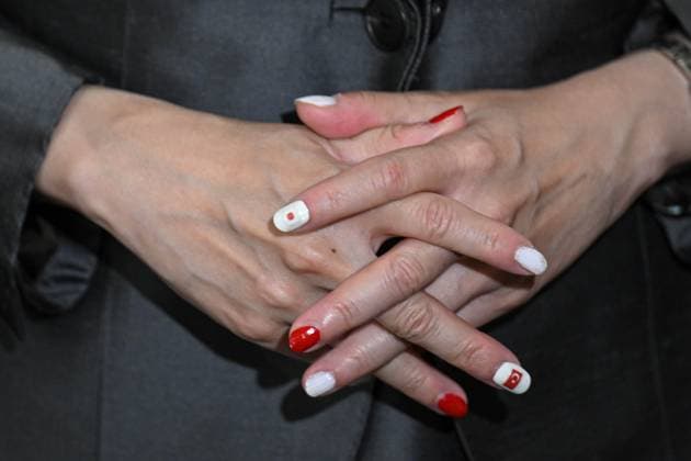 Japanese Princess Akiko of Mikasa in Ankara ANKARA, TURKIYE - SEPTEMBER 17: A view of nail art featuring the Turkish and Japanese flags of Princess Akiko of Mikasa as she visits the exhibition The Birth of a Vision: The Legacy for the Future Project - The Golden Age of Archaeology. at the Presidential National Library in Ankara, Turkiye on September 17, 2025. Harun Ozalp Anadolu Ankara Turkey. Editorial use only. Please get in touch for any other usage.  Copyright: x2025xAnadoluxHarunxOzalpx