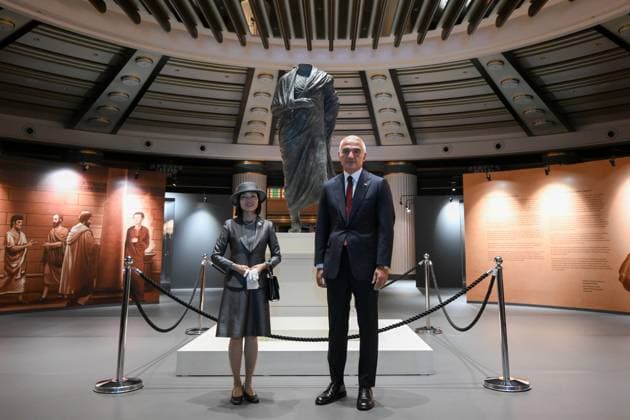 Japanese Princess Akiko of Mikasa in Ankara ANKARA, TURKIYE - SEPTEMBER 17: Princess Akiko of Mikasa visits the exhibition The Birth of a Vision: The Legacy for the Future Project - The Golden Age of Archaeology. at the Presidential National Library in Ankara, Turkiye on September 17, 2025. Turkish Minister of Culture and Tourism Mehmet Nuri Ersoy also attended the visit. Harun Ozalp Anadolu Ankara Turkey. Editorial use only. Please get in touch for any other usage.  Copyright: x2025xAnadoluxHarunxOzalpx