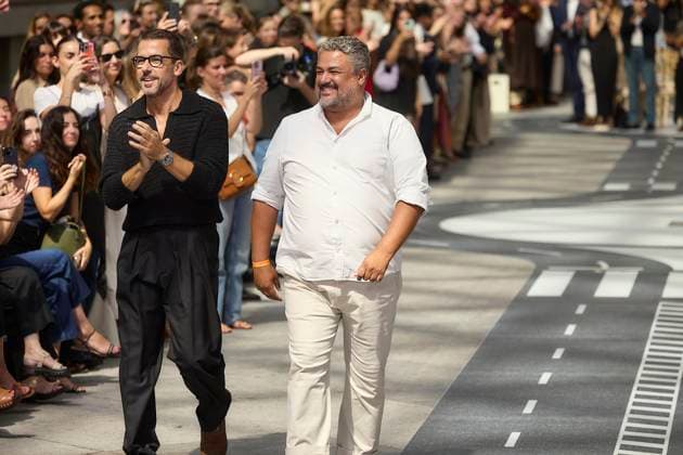 Pedro del Hierros fashion show at MBFW Madrid Designers Álex Miralles i and Nacho Aguayo d during Pedro del Hierros fashion show at the 82nd edition of Mercedes Benz Fashion Week Madrid, at the Palacio de Cibeles, on September 17, 2025, in Madrid Spain This years edition will be held from September 17 to 21 and commemorates the 40th anniversary of the fashion show Pedro del Hierro is a Spanish fashion brand for women and men, which adapts to the lifestyle and needs of society 17 SEPTEMBER 2025 Jesús Hellí Madrid Madrid Madrid Spain  Copyright: xJesusxHellinx 6961212