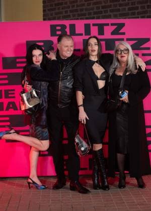 Georgina Baillie, Blitz Club co-founder Rusty Eagn, and two guests arrive at the Design Museum for the opening of the Blitz Club exhibition.  Copyright: xCRISTINAxMASSEIx xipa-agency.netx xx IPA_Agency_IPA65061913