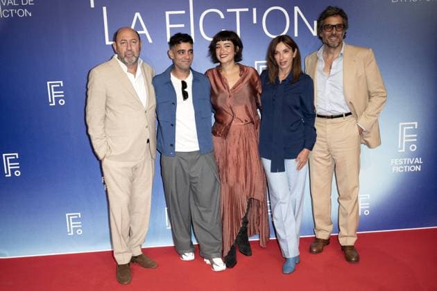 Rochelle Fiction Festival Kad Merad, Bellamine Abdelmalek, Shirine Boutella, Aure Atika and Vincent Elbaz attend the Belphegor Photocall during the 27th La Rochelle Fiction Festival on September 17, 2025 in La Rochelle, France.Photo by David NIVIERE ABACAPRESS.COM LA ROCHELLE France  Copyright: xNivierexDavid ABACAPRESS.COMx