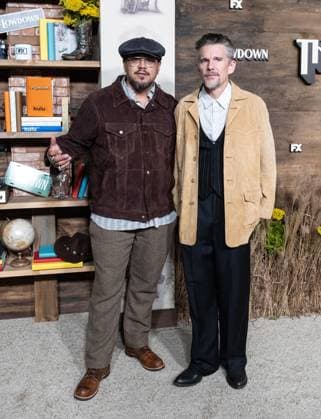 September 17, 2025, Bronx, New York, USA: Sterlin Harjo and Ethan Hawke attend FX premiere of The Lowdown on Hulu at Brooklyn Academy of Music in New York, NY on September 17, 2025. Bronx USA - ZUMAr339 20250917_znp_r339_130 Copyright: xLevxRadinx