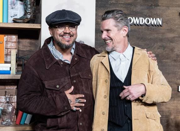 September 17, 2025, Bronx, New York, USA: Sterlin Harjo and Ethan Hawke attend FX premiere of The Lowdown on Hulu at Brooklyn Academy of Music in New York, NY on September 17, 2025. Bronx USA - ZUMAr339 20250917_znp_r339_133 Copyright: xLevxRadinx