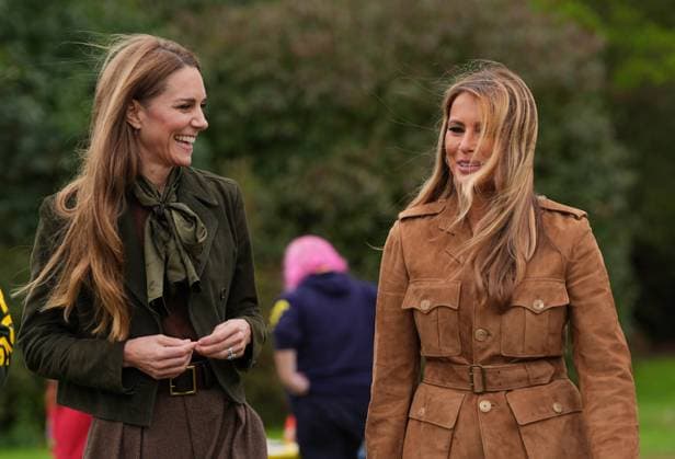 The Princess of Wales and Melania Trump meet Scouts The Princess of Wales and Melania Trump meet members of the Scouts Squirrels programme in Frogmore Gardens on the final day of US President Donald Trump s second state visit to the UK, at Windsor Castle, Windsor, Berkshire, UK, on the 18th September 2025. Picture by Yui Mok WPA-Pool Windsor Windsor Castle Berkshire United Kingdom  WHA-0803