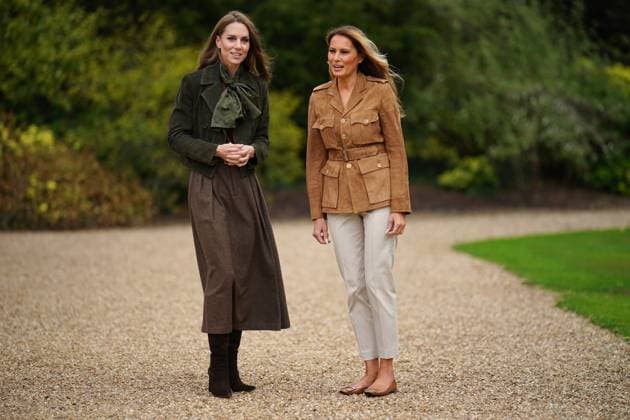 The Princess of Wales and Melania Trump meet Scouts The Princess of Wales and Melania Trump meet members of the Scouts Squirrels programme in Frogmore Gardens on the final day of US President Donald Trump s second state visit to the UK, at Windsor Castle, Windsor, Berkshire, UK, on the 18th September 2025. Picture by Yui Mok WPA-Pool Windsor Windsor Castle Berkshire United Kingdom  WHA-0803