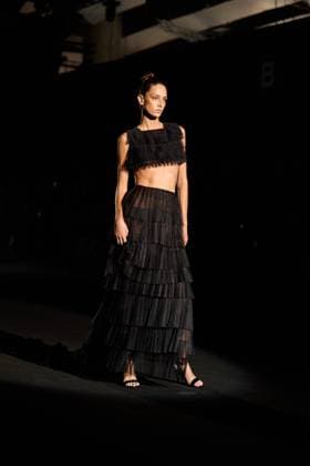 De La Cierva Y Nicolas Presents SS25 Collection At MBFW Madrid Models walk the runway wearing creations by De La Cierva Y Nicolas during the Spring Summer 2025 show at Mercedes-Benz Fashion Week Madrid in Madrid, Spain, on September 19, 2025. The event showcases new collections by Spanish and international designers. Madrid Madrid Spain  Copyright: xHazhardxEspinozaxVallejosx originalFilename: espinoza-delacier250919_npMCv.jpg