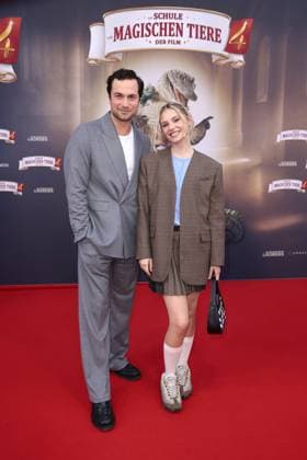 Samuel Schneider and Esther Graf at the Die Schule der Magischen Tiere 4 movie premiere at Zoo Palast in Berlin on 19 09 2025 Die Schule der Magischen Tiere 4 movie premiere in Berlin