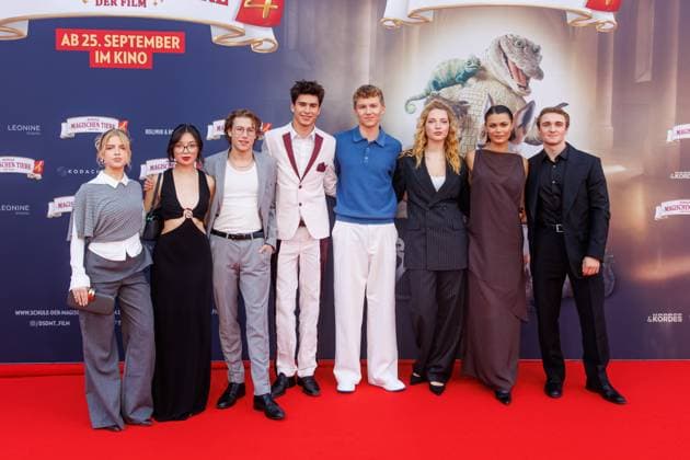 Premiere Die Schule der magischen Tiere 4 Emilia Pieske, Purnima Graetz, Thilo Fridolin Matthes, Loris Sichrovsky, Leonard Conrads, Emilia Maier, Tomomi Themann and Luis Vorbach at the premiere of the movie Die Schule der magischen Tiere 4 at Zoo Palast on 19 09 2025 in Berlin Copyright: xEventpressxKochanx