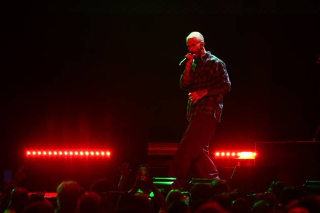 Adam Levine of Maroon 5 performs on stage during the iHeartRadio Music Festival Concerts at T-Mobile Arena in Las Vegas, Nevada on Friday, September 19, 2025.  LAV2025091923 JAMESxATOA