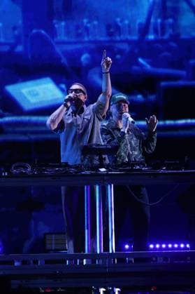 (L-R) Diplo and Bailey Zimmerman perform on stage during the iHeartRadio Music Festival Concerts at T-Mobile Arena in Las Vegas, Nevada on Friday, September 19, 2025.  LAV2025091934 JAMESxATOA