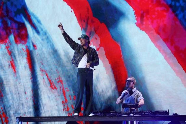 (L-R) Bailey Zimmerman and Diplo perform on stage during the iHeartRadio Music Festival Concerts at T-Mobile Arena in Las Vegas, Nevada on Friday, September 19, 2025.  LAV2025091937 JAMESxATOA