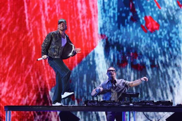 (L-R) Bailey Zimmerman and Diplo perform on stage during the iHeartRadio Music Festival Concerts at T-Mobile Arena in Las Vegas, Nevada on Friday, September 19, 2025.  LAV2025091939 JAMESxATOA