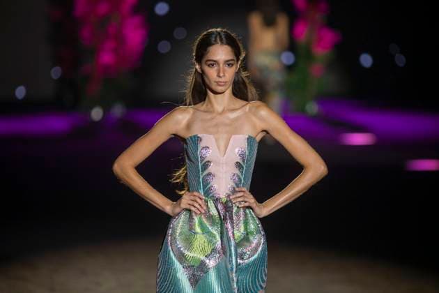 September 20, 2025, Madrid, Madrid, Spain: A model walks the runway for during the Odette Alvarez Spring Summer 2026 collection runway show during the 40th Mercedes-Benz Fashion Week in Madrid. Madrid Spain - ZUMAs296 20250920_znp_s296_013 Copyright: xLuisxSotox