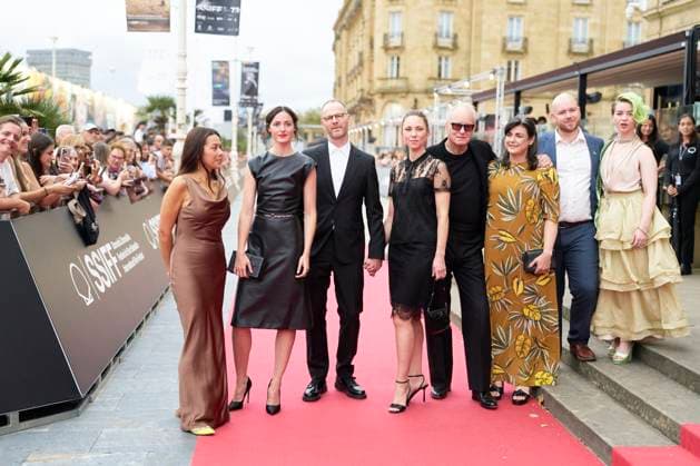 73rd San Sebastian International Film Festival: Affeksjonverdi Sentimental Value Red Carpet Stellan Skarsgard, Renate Reinsve, Joachim Trier attended Affeksjonverdi Sentimental Value Red Carpet during 73rd San Sebastian International Film Festival at Victoria Eugenia Theatre on September 20, 2025 in Donostia San Sebastian, Spain Photo by IMAGO MPG Donostia San Sebastian Victoria Eugenia Theatre Euskadi Spain  Copyright: xMPGx