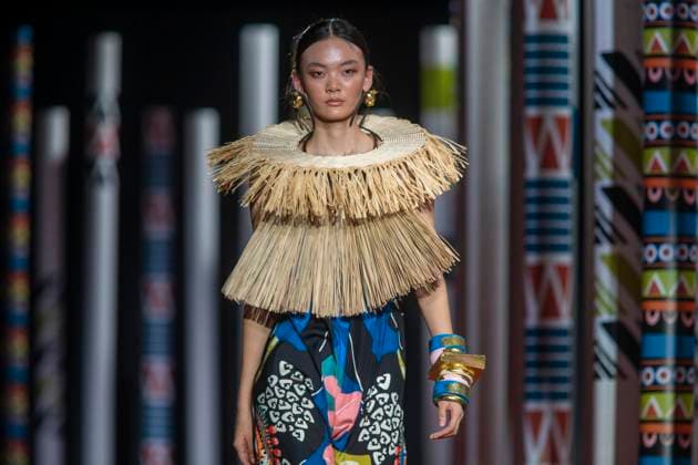 September 20, 2025, Madrid, Madrid, Spain: A model walks the runway for during the Dolores Cortes Spring Summer 2026 collection runway show during the 40th Mercedes-Benz Fashion Week in Madrid. Madrid Spain - ZUMAs296 20250920_znp_s296_028 Copyright: xLuisxSotox