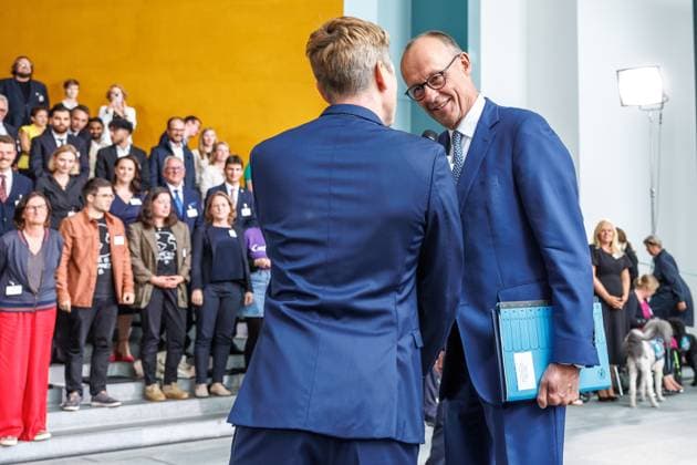Award ceremony for the national winners of the startsocial competition Press event at the award ceremony for the national winners of the startsocial competition with Federal Chancellor Friedrich Merz CDU in Berlin on 22 09 2025 Berlin Berlin Germany Chancellery