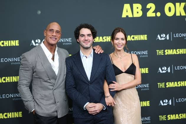 Premiere THE SMASHING MACHINE Between Triumph and Abyss Dwayne The Rock Johnson Emily Blunt Director and screenwriter Benny Safdie German premiere at the Berlin Zoo Palast Cinema of THE SMASHING MACHINE Between Triumph and Abyss Copyright: xx
