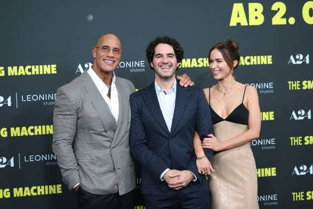 Premiere THE SMASHING MACHINE Between Triumph and Abyss Dwayne The Rock Johnson Emily Blunt Director and screenwriter Benny Safdie German premiere at the Berlin Zoo Palast Cinema of THE SMASHING MACHINE Between Triumph and Abyss Copyright: xx