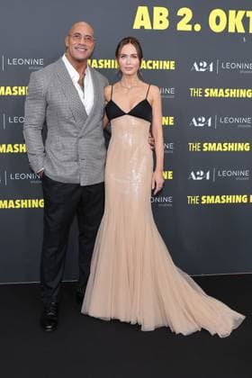 Dwayne Johnson and Emily Blunt attend The Smashing Machine premiere at Zoo Palast on September 22, 2025 in Berlin, Germany The Smashing Machine Berlin Premiere on on September 22, 2025 in Berlin, Germany