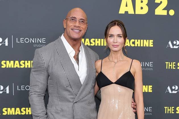 Dwayne Johnson and Emily Blunt attend The Smashing Machine premiere at Zoo Palast on September 22, 2025 in Berlin, Germany The Smashing Machine Berlin Premiere on on September 22, 2025 in Berlin, Germany