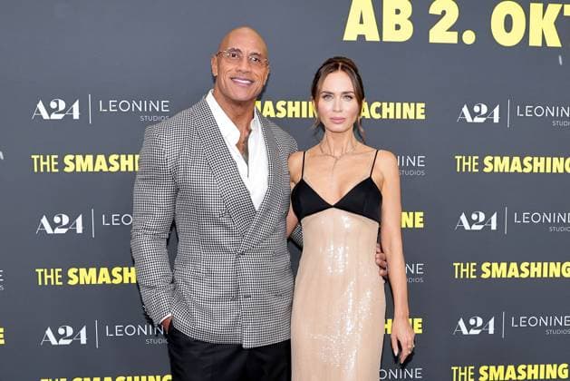 Dwayne Johnson and Emily Blunt at THE SMASHING MACHINE movie premiere at Zoo Palast in Berlin on 22 09 2025 in Berlin The Smashing Machine movie premiere in Berlin