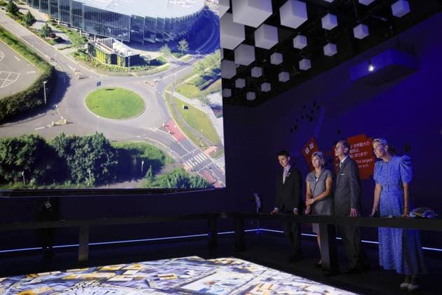 British Prince Edward at Osaka expo Britain s Prince Edward (2nd from R) and Sophie (far R), Duchess of Edinburgh, visit Britain s pavilion at the World Exposition in Osaka on Sept. 22, 2025.  A14AA0004872532P