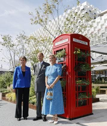 British Prince Edward at Osaka expo Britain s Prince Edward and Sophie (R), Duchess of Edinburgh, are pictured during a visit to Britain s pavilion at the World Exposition in Osaka on Sept. 22, 2025.  A14AA0004872534P