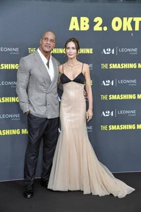 Dwayne Johnson and Emily Blunt at the German premiere of THE SMASHING MACHINE in Berlin on 22 09 2025