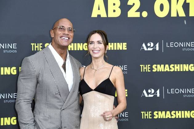 Dwayne Johnson and Emily Blunt at the German premiere of THE SMASHING MACHINE in Berlin on 22 09 2025