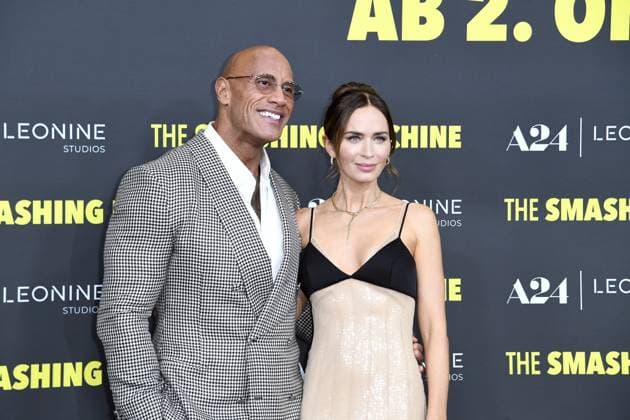 Dwayne Johnson and Emily Blunt at the German premiere of THE SMASHING MACHINE in Berlin on 22 09 2025