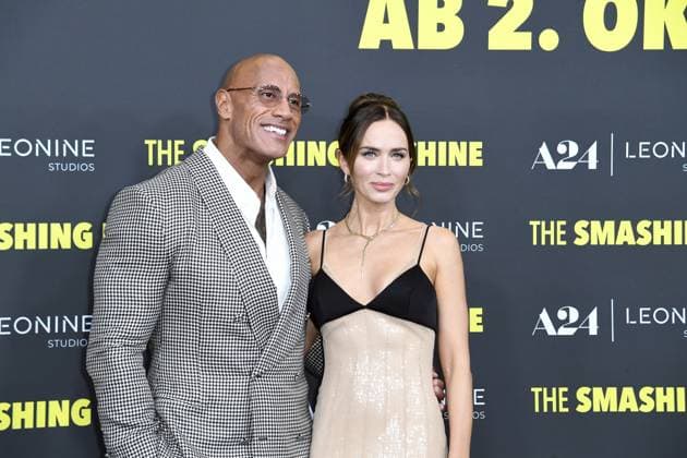 Dwayne Johnson and Emily Blunt at the German premiere of THE SMASHING MACHINE in Berlin on 22 09 2025