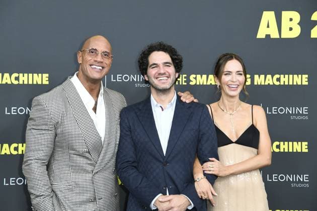 Dwayne Johnson, Benny Safdie and Emily Blunt at the German premiere of THE SMASHING MACHINE in Berlin on 22 09 2025