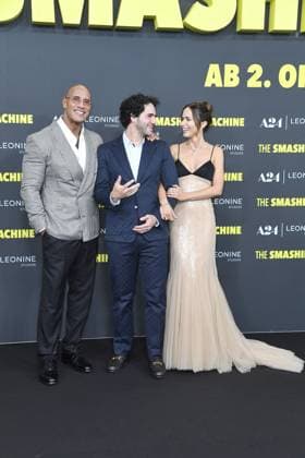 Dwayne Johnson, Benny Safdie and Emily Blunt at the German premiere of THE SMASHING MACHINE in Berlin on 22 09 2025
