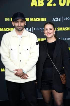 Hassan Akkouch and Denise Ghard at the premiere of the movie The Smashing Machine at Zoo Palast Berlin, 22 09 2025 Foto:xN.xKubelkax xFuturexImagex machine_5958