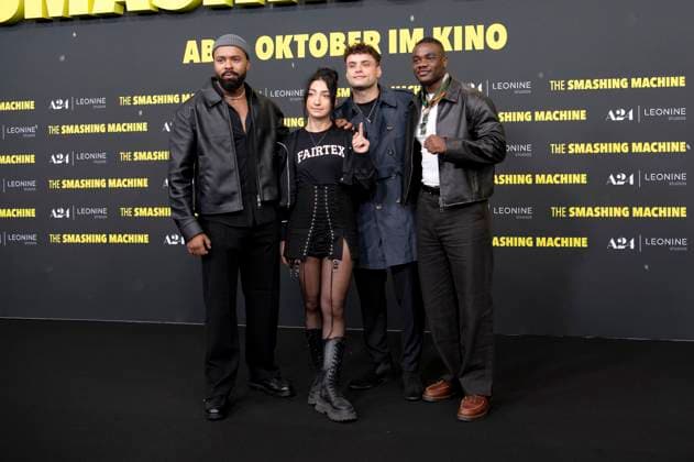 Barry Hammerschmidt, Eda Schmidt, guest and Melo at the premiere of the movie The Smashing Machine at Zoo Palast Berlin, 22 09 2025 Foto:xJ.xKnowlesx xFuturexImagex machine_5804
