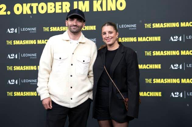 Hassan Akkouch and Denise Ghard at the premiere of the movie The Smashing Machine at Zoo Palast Berlin, 22 09 2025 Foto:xJ.xKnowlesx xFuturexImagex machine_5809