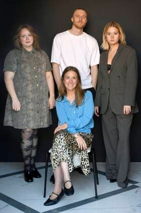 Marie Helweg Augustsen, Emilie Thalund, Joachim Fjelstrup and Ella Paaske at an exclusive photo shoot with the team of the feature film Vaegtlos Weightless at the 73rd San Sebastian International Film Festival Festival Internacional de Cine de San Sebastian at the Hotel Maria Cristina San Sebastian, 23 09 2025 Foto:xC.xNiehausx xFuturexImagex weightless_5902