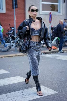 Street Style at Milan Fashion Week 2025 - Diesel in Milan, Italy on 23 September 2025. Street Style: A guest is seen outside of the Diesel fashion show during the Milan Fashion Week Womenswear Spring Summer 2026 in Milan, Italy on 23 September 2025., Credit:Stefano Costantino TTL Avalon Italy, Milan  Copyright: xStefanoxCostantinoxTTLx xAvalonx 1039630521