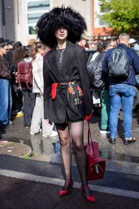 Street Style at Milan Fashion Week 2025 - Diesel in Milan, Italy on 23 September 2025. Street Style: A guest is seen outside of the Diesel fashion show during the Milan Fashion Week Womenswear Spring Summer 2026 in Milan, Italy on 23 September 2025., Credit:Stefano Costantino TTL Avalon Italy, Milan  Copyright: xStefanoxCostantinoxTTLx xAvalonx 1039630590