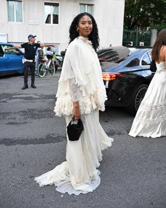 Milan, ITALY: Milan, Arrivals at the Alberta Ferretti fashion show. Pictured: Rocio Munoz Morales Milan ITALY  - ZUMAp169 20250923_zea_p169_646 Copyright: xManuelexMangiarottix