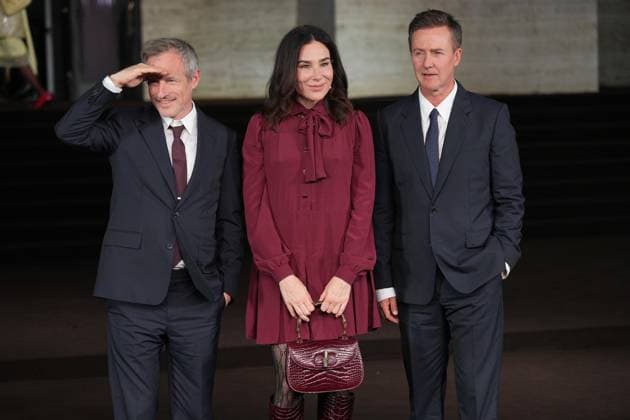 Milan, Milan Women s Fashion Week Spring Summer 2026 - Women s Fashion, Spring Summer 2026 - Gucci fashion show - guests in the photo: Spike Jonze Halina Rejin Edward Norton  Copyright: xRiccardoxGIordanox xipa-agency.netx xRiccardoxGiordano IPAx IPA_Agency_IPA65619575