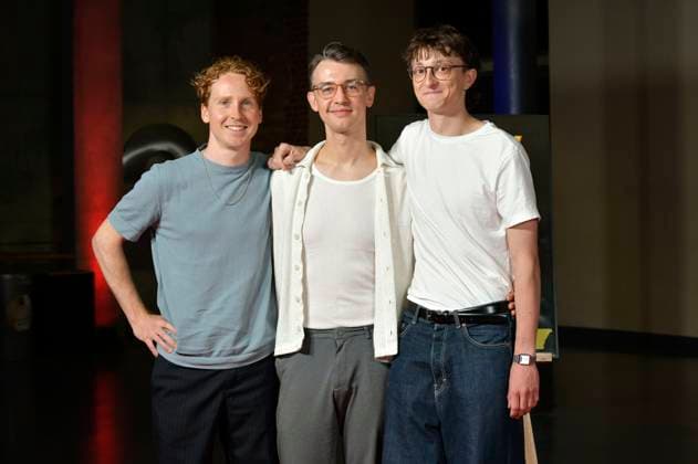 Moritz Henneberg, Igor Plischke and Julius Drost at the premiere of the documentary Der talentierte Mr F at the cinema in theKulturBrauerei Berlin, 23 09 2025 Foto:xM.xBehrensx xFuturexImagex mister_5905