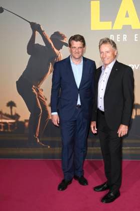 Leopold Hoesch and Bernhard Langer at the premiere of the documentary Bernhard Langer Der ewige Champion at Cinedom Cologne, 23 09 2025 Foto:xR.xSchmiegeltx xFuturexImagex langer_5949